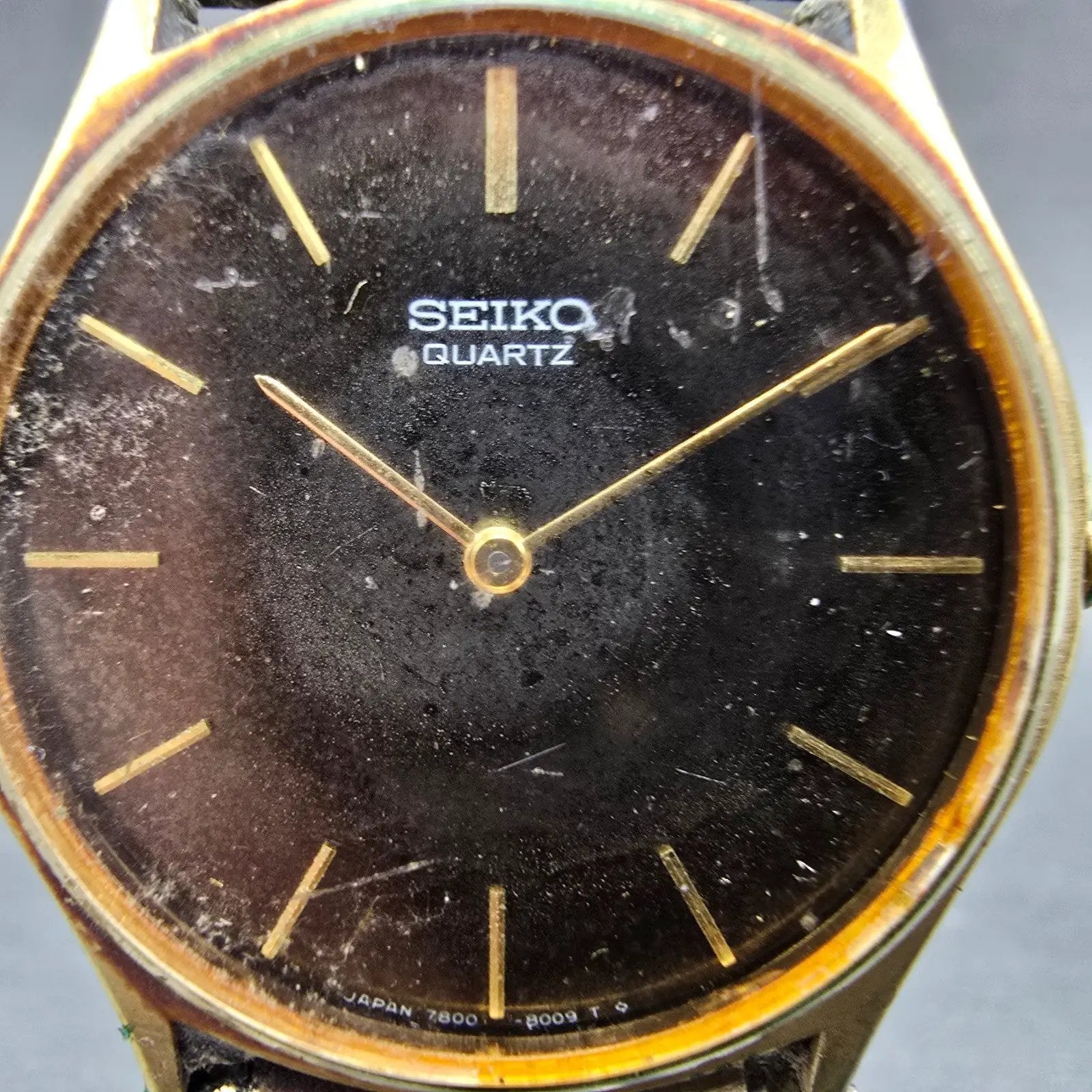 Seiko Watch Men 33mm Brown Dial Gold Tone Round 7800-8009 PARTS Vintage JBJ2