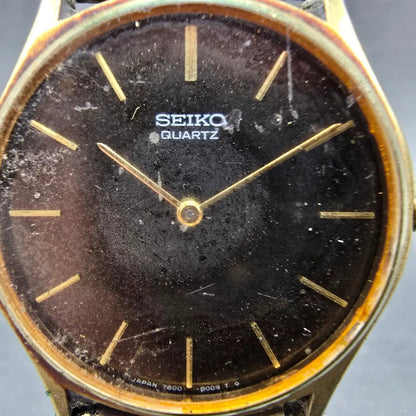 Seiko Watch Men 33mm Brown Dial Gold Tone Round 7800-8009 PARTS Vintage JBJ2