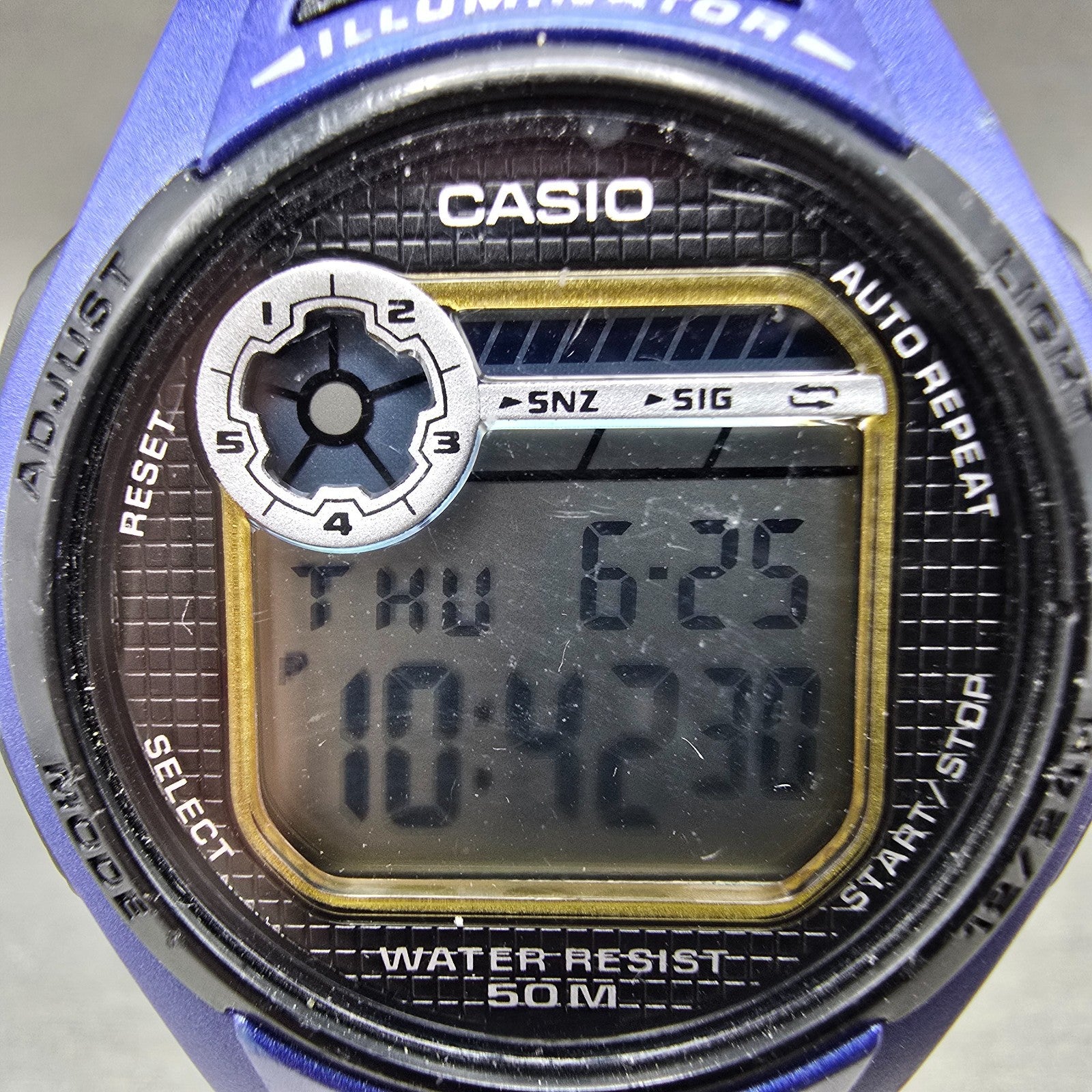 Casio W-213 Watch men 40mm Black Blue Alarm Chronograph Round New Battery1
