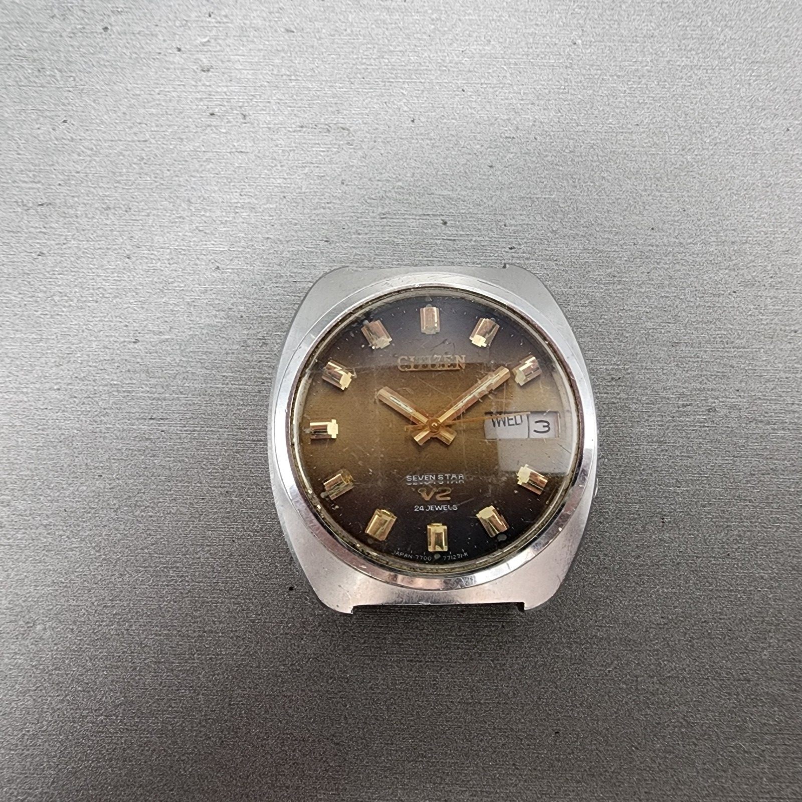 Citizen Sevenstar V2 Watch Men 36mm Brown Dial Steel Daydate Automatic PARTS0