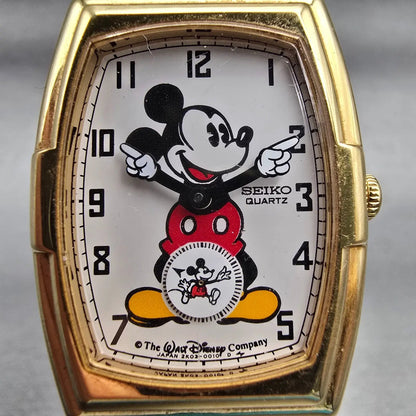 Seiko Mickey Mouse Watch Men 27mm White Dial Gold Tone 2K03-5019 New Battery1