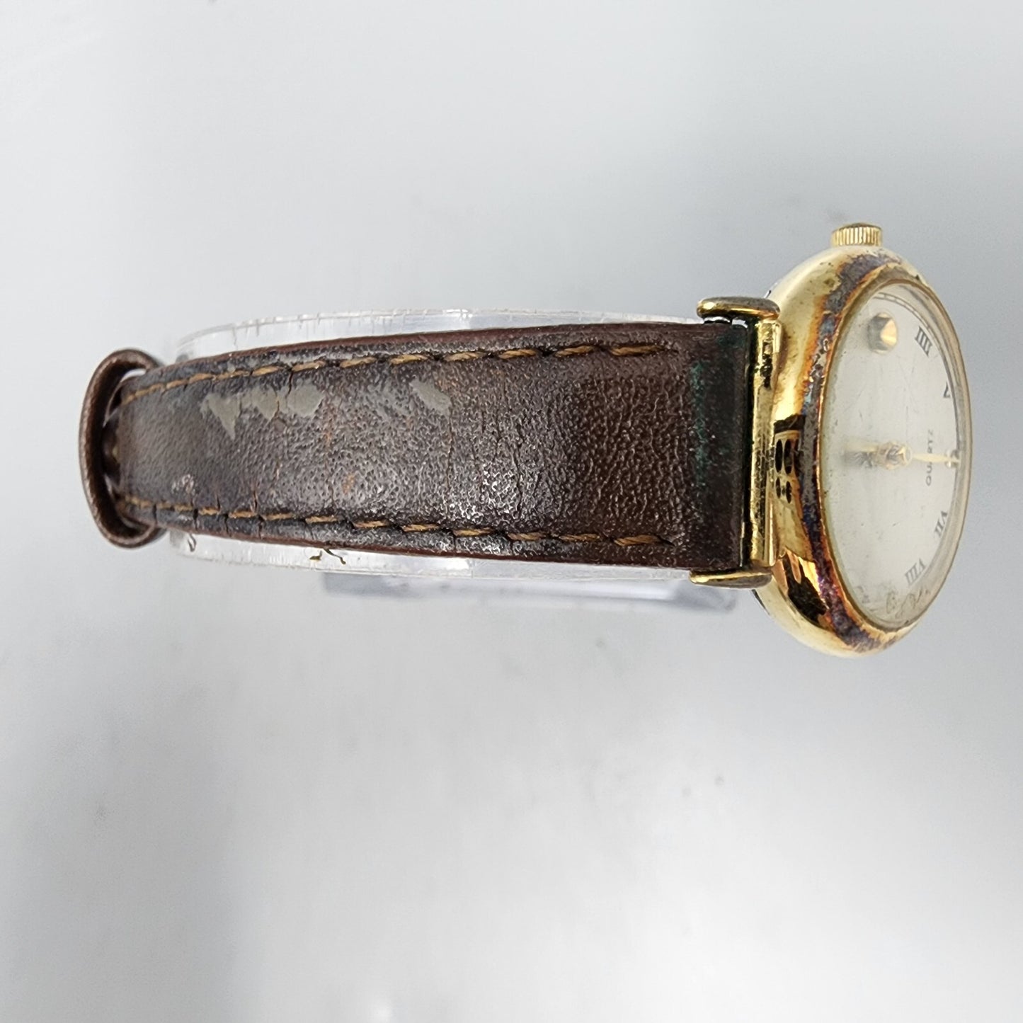 VTG Pulsar Watch Women Gold Tone Cream Dial Date 25mm Round V249-0030 New Batt