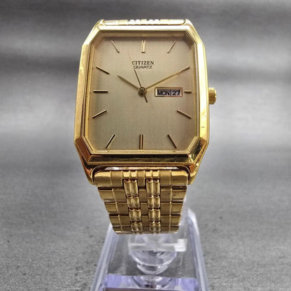 Citizen Watch Men 27mm Champagne Dial Gold Tone Daydate 1000-S63863 New Battery5