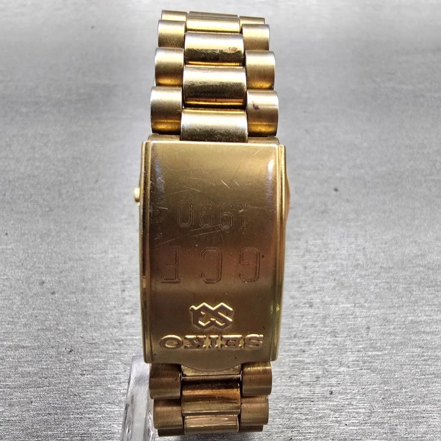 Seiko SQ President Watch Men 36mm Gold Dial Gold Tone Daydate 5Y23-8A69 New Batt7
