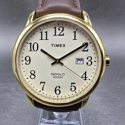 Timex Easy Reader Watch Men 38mm Cream Dial Gold Date TW2P75800 New Battery0