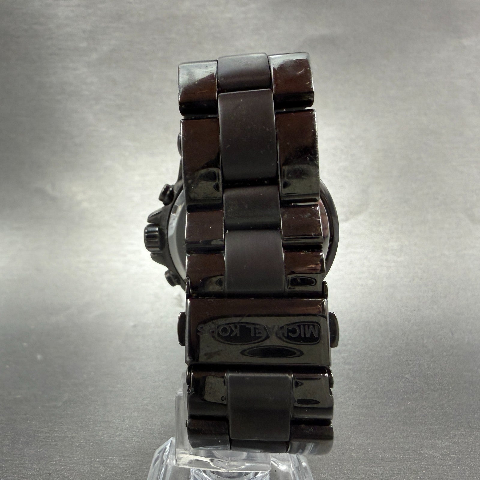 Michael Kors Dylan Chrono Watch Women 42mm Black Dial Black Tone Date New Batt7