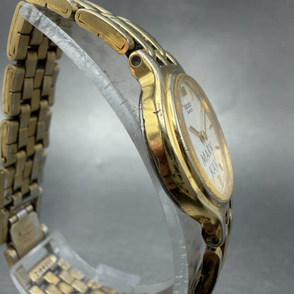 Seiko Watch Women 22mm White Dial Gold Tone Round 1n00-0a99 New Battery Vintage3
