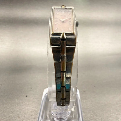Seiko Watch Women 13mm Pink Dial Silver Tone Rectangle 2E20-0AY0 New Battery VTG5