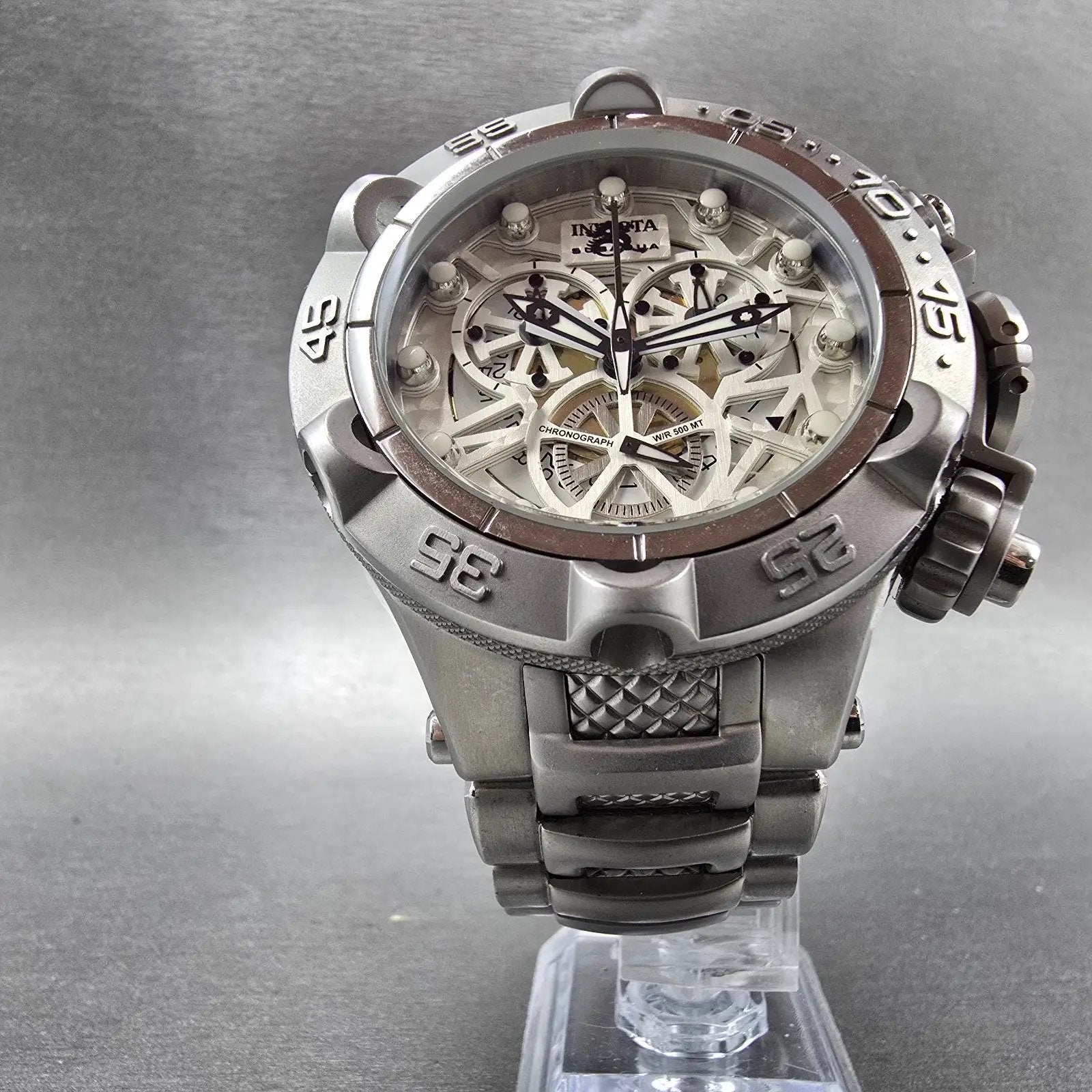Invicta Sub Aqua Chronograph Watch Men 50mm White Dial Silver Tone 12904 New Bat5