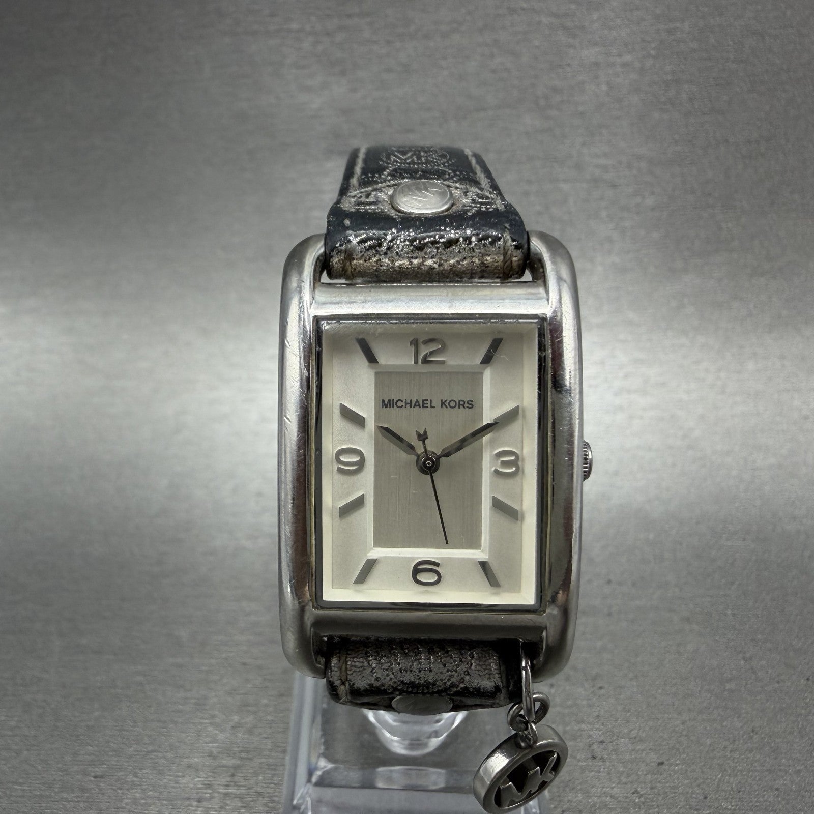 Michael Kors Tank Watch Women 26mm White Dial steel Rectangle MK2247 New Batt0
