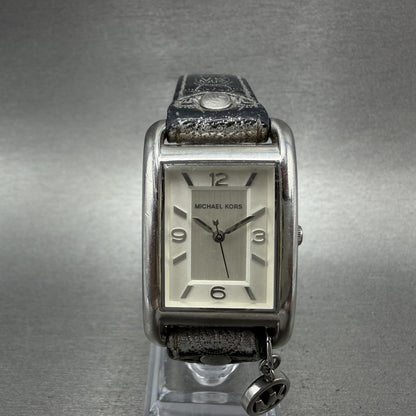 Michael Kors Tank Watch Women 26mm White Dial steel Rectangle MK2247 New Batt0