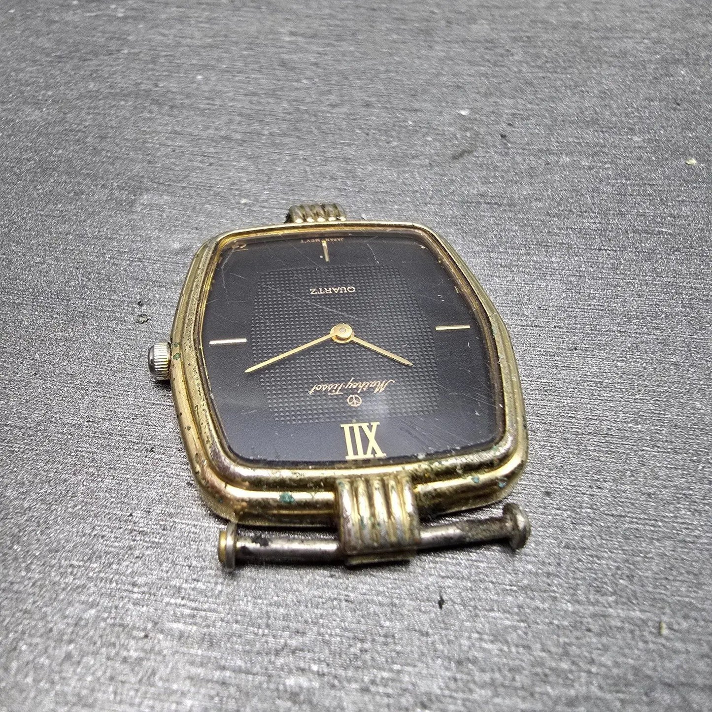 Mathey Tissot Watch Men 27mm Black Dial Gold Tone Hexagon New Battery Vintage4