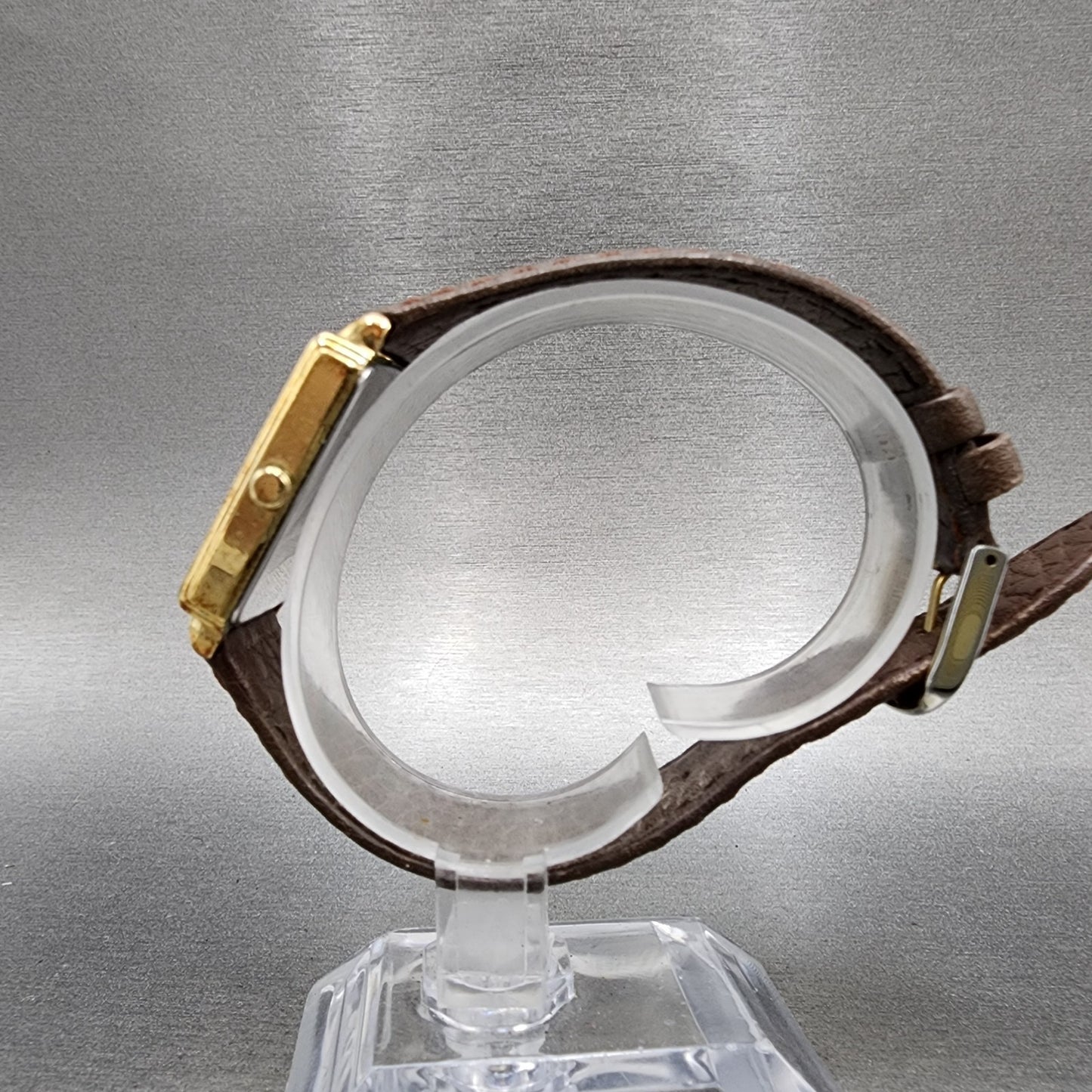 Seiko Tank Watch Men 26mm Gold Dial Gold Plated Rectangle 74315100 New Battery6