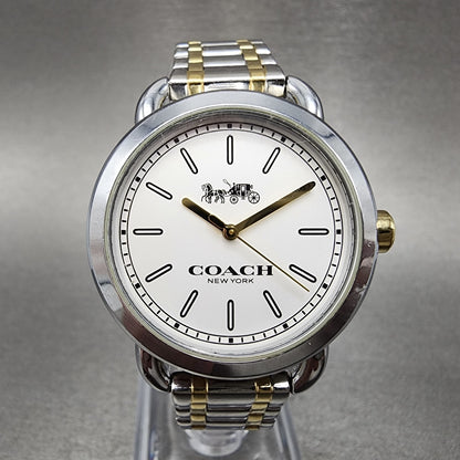 Coach Lex Watch Women 32mm White Dial Two Tone Round W6050 New Battery