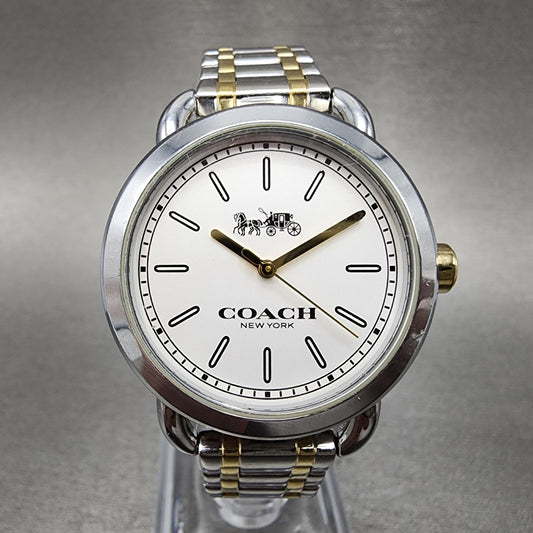 Coach Lex Watch Women 32mm White Dial Two Tone Round W6050 New Battery