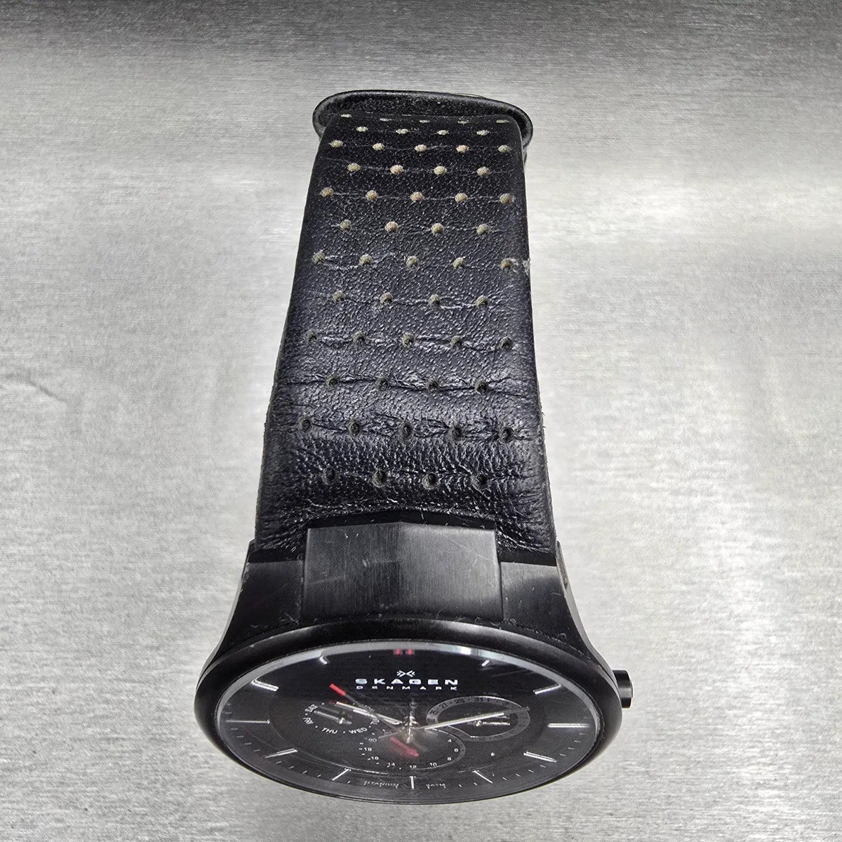 Skagen Watch Men 40mm Black Dial Black Tone Daydate Round 809XLTBLB New Battery4