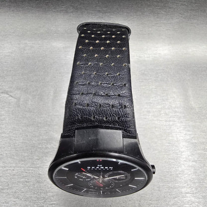 Skagen Watch Men 40mm Black Dial Black Tone Daydate Round 809XLTBLB New Battery4