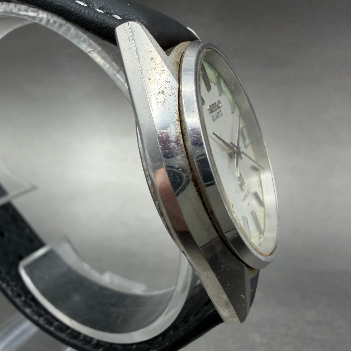 Seiko Type II Watch Men 34mm Silver Dial Silver Tone Date 7122-7020 New Battery33