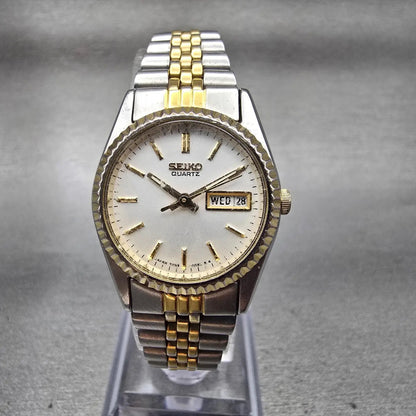 Seiko Watch Women 24mm Silver Dial Two Tone Daydate Round 7N83-0049 New Battery0