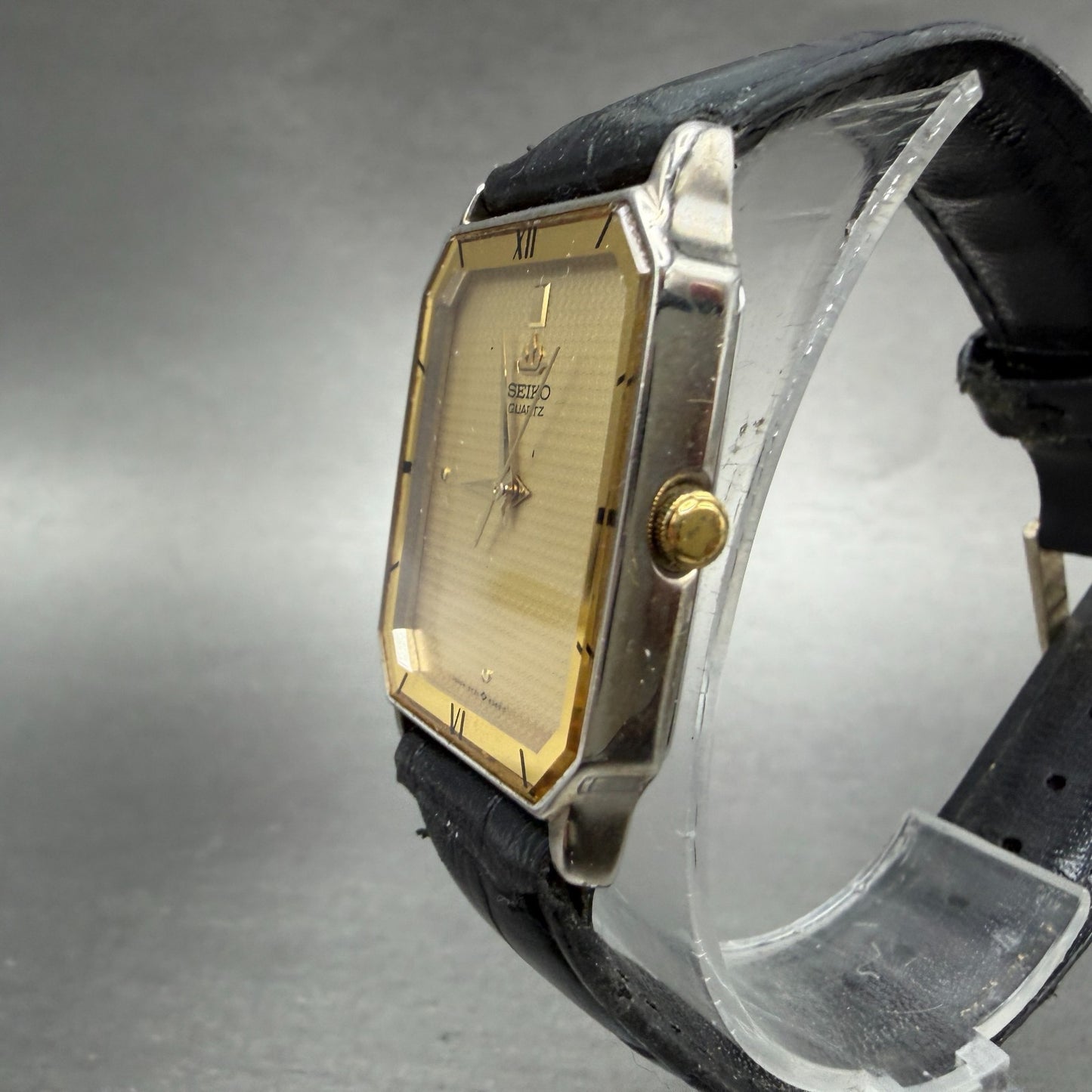 Seiko Tank Watch Men 26mm Champagne Dial Gold Tone Rectangle 5Y31-5110 PARTS3