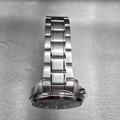 Seiko Chronograph Watch Men 43mm Black Dial Silver Tone Date 4T57-00G0 New Batt6