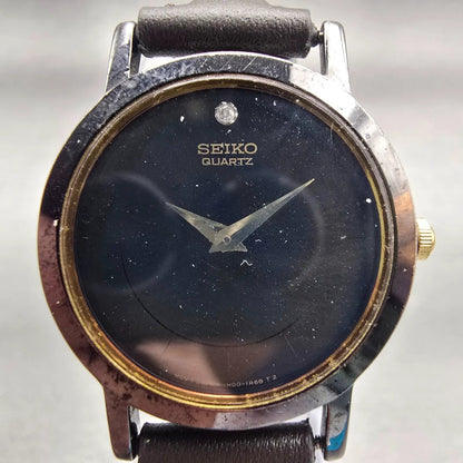 Seiko Watch Women 25mm Black Dial Black Tone Round 1N00-0C99 New Battery Vintage1