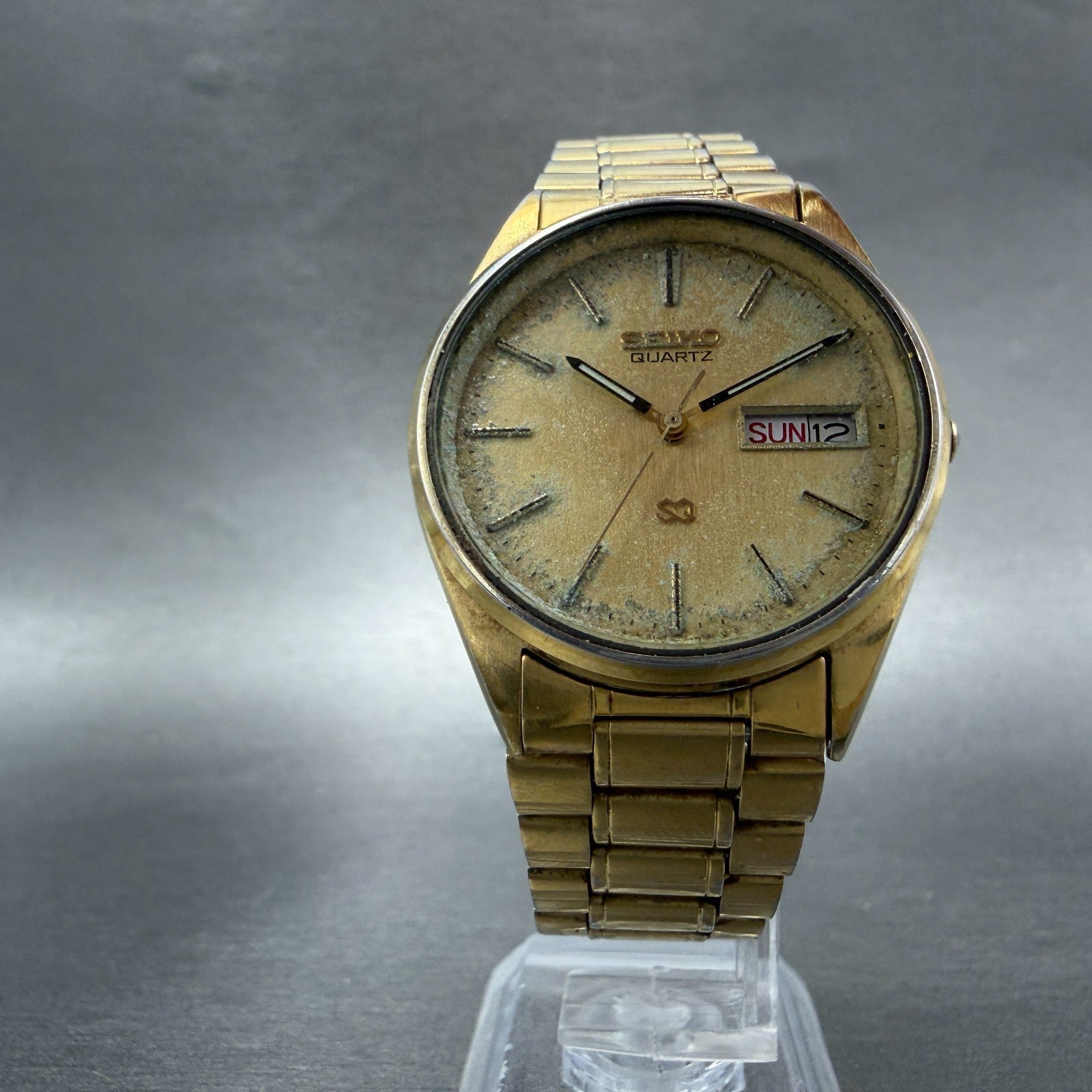 Seiko SQ Watch Men 34mm Champagne Dial Gold Tone REDA!!!!! 8123-8009 New Battery5