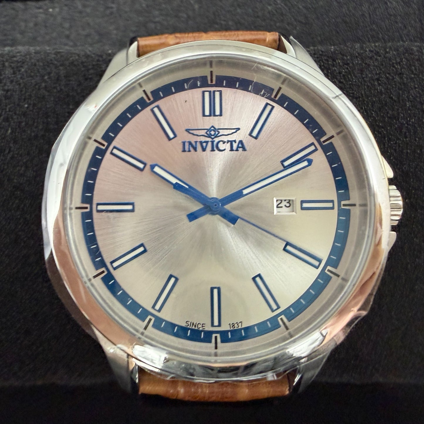 Invicta Celestial Watch Men 43mm Silver Dial Silver Date Round Leather 478071