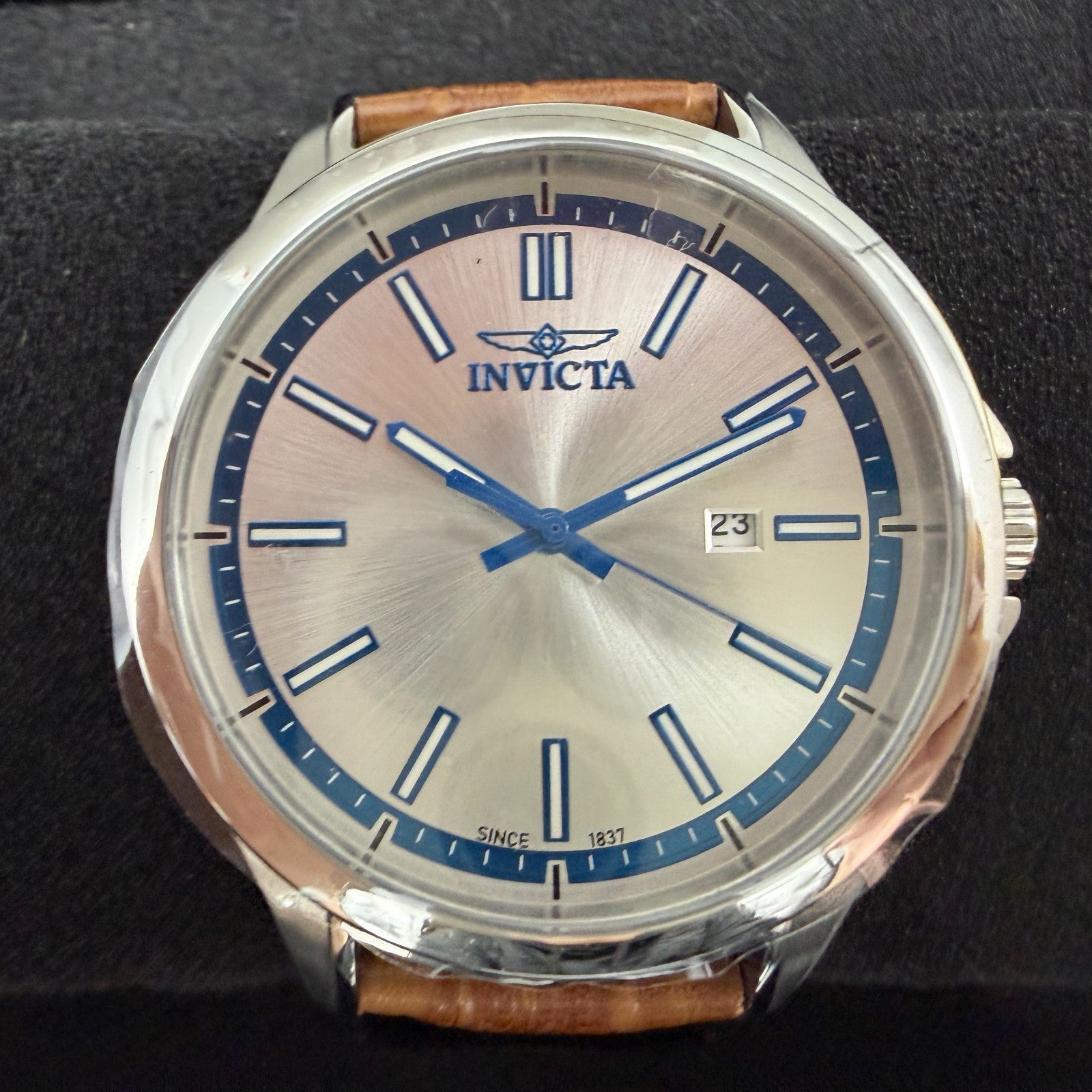 Invicta Celestial Watch Men 43mm Silver Dial Silver Date Round Leather 478071