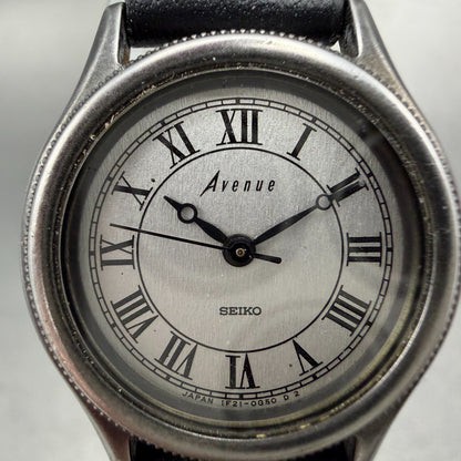 Seiko Avenue Watch Women 24mm Silver Dial Silver Tone Round 1F21-1A00 New Batt1