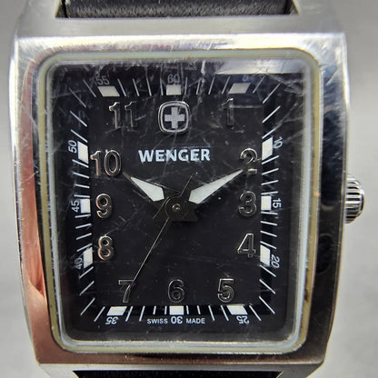 Wenger Swiss Military Tank Watch Women 20mm Black Dial Silver Tone 7511X New Bat1