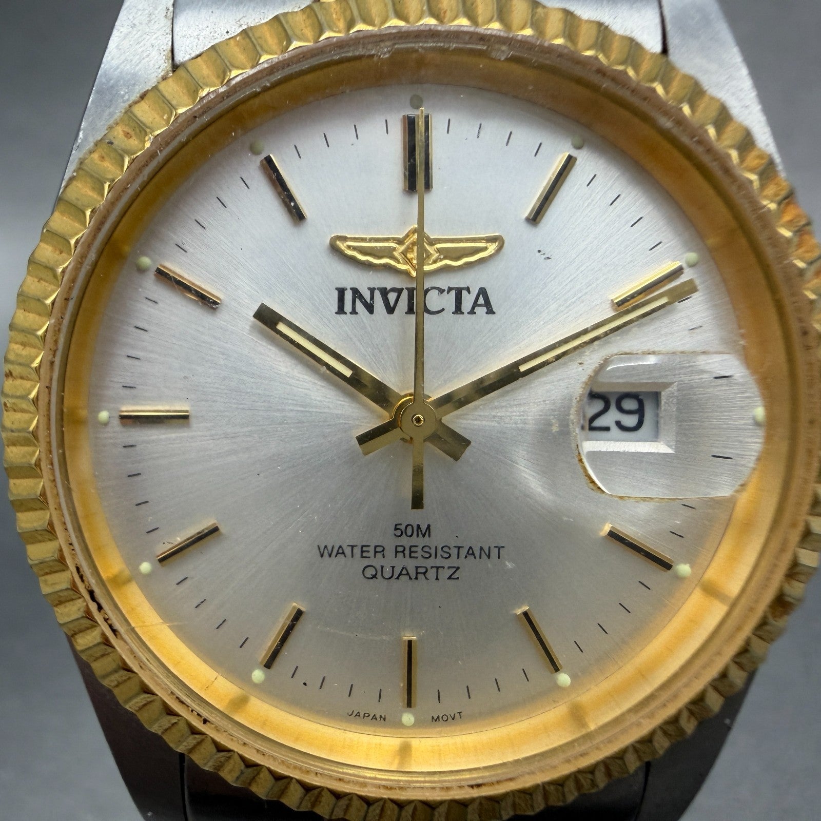 Invicta President Watch Men 36mm Silver Dial Two Tone Date Round New Battery1