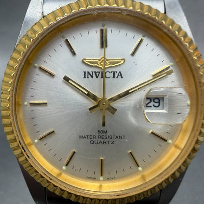 Invicta President Watch Men 36mm Silver Dial Two Tone Date Round New Battery1