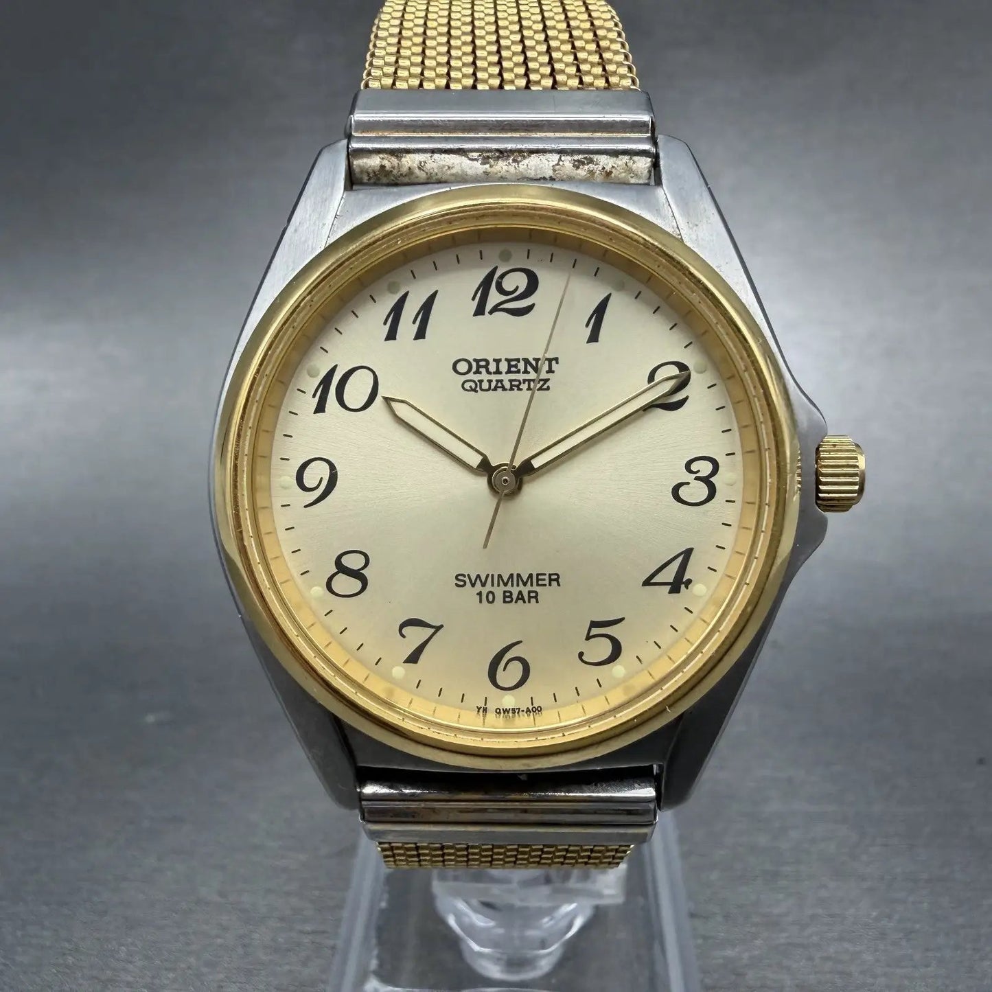 Orient Swimmer Watch Men 35mm Champagne Dial Two Tone Round QW57-B0 New Battery0