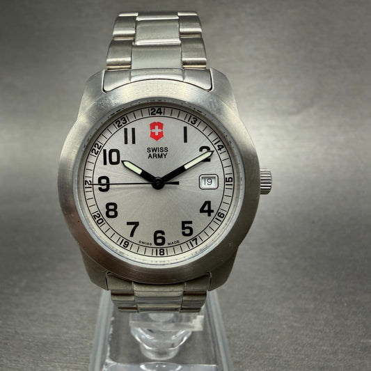 Victorinox Swiss Army Field Watch Women 30mm White Dial Steel Date New BatteryAB0