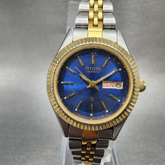 Citizen CQ Watch Women 25mm Blue Dial Two Tone Daydate 6000R00413 New Batt0