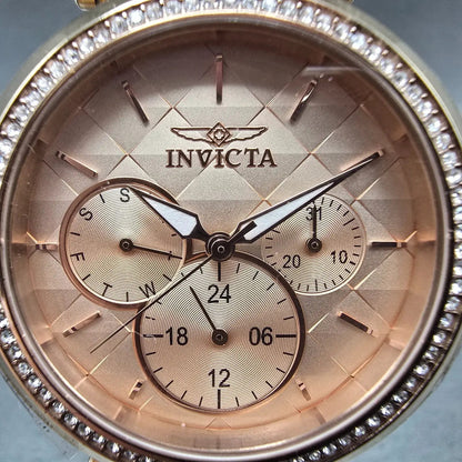 Invicta Angel Watch Women 36mm Pink Dial Rose Gold Tone Daydate 28920 NewBattery1