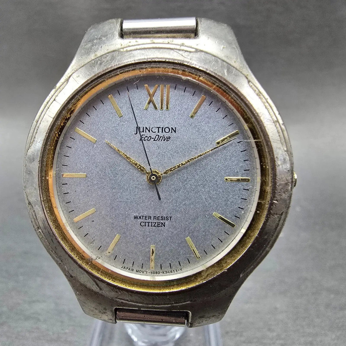 Citizen Junction Eco-Drive Watch Men 36mm Gray Dial Two Tone 5080-K10816 Runs JP0