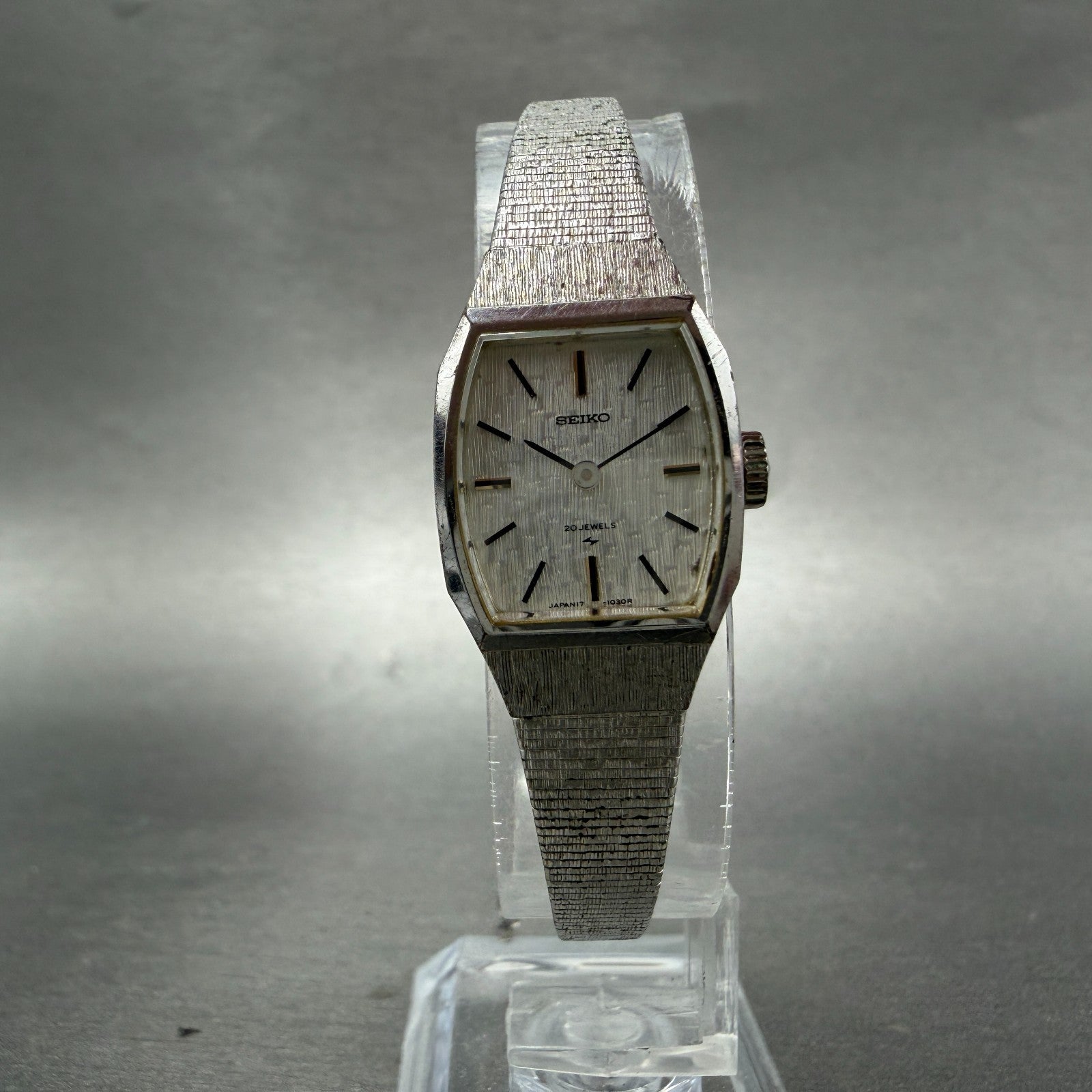 Seiko Tank Watch Women 17mm Silver Dial Silver Tone Manual 17-3280 Runs Vintage5