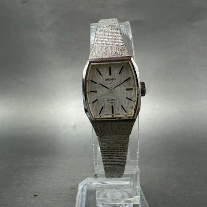 Seiko Tank Watch Women 17mm Silver Dial Silver Tone Manual 17-3280 Runs Vintage5