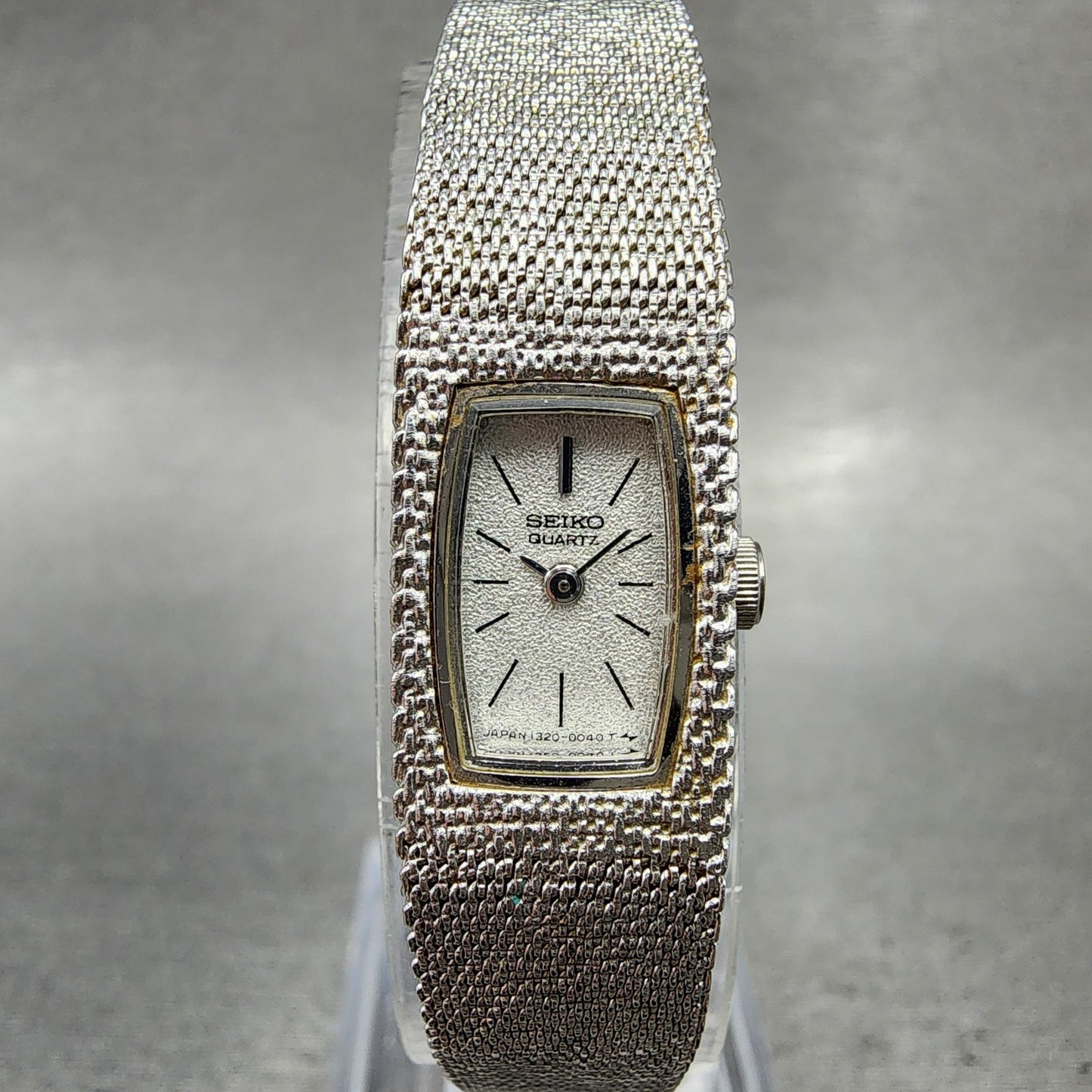 Seiko Tank Watch Women 12mm Silver Dial Silver Tone 13205039 New Battery0