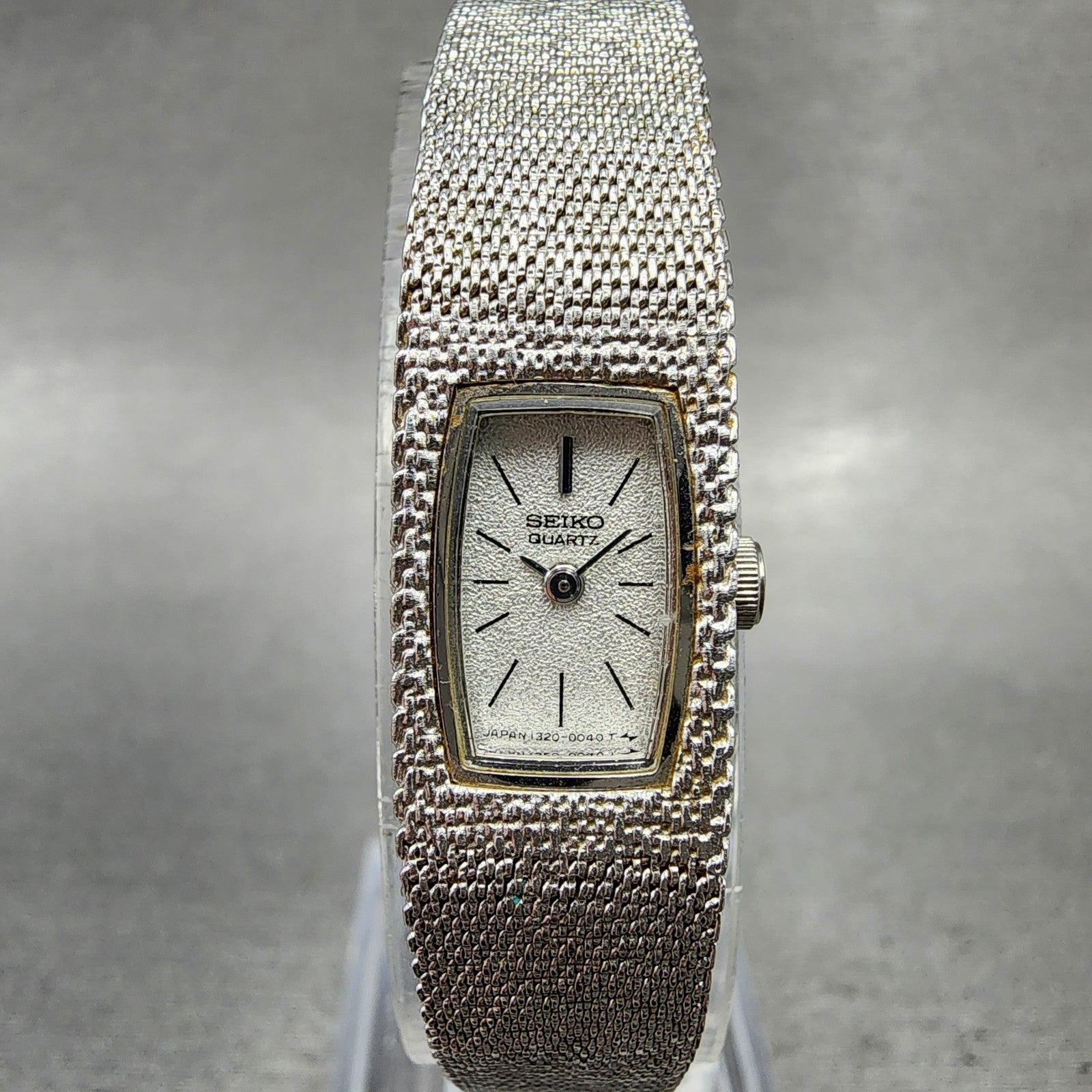 Seiko Tank Watch Women 12mm Silver Dial Silver Tone 13205039 New Battery0