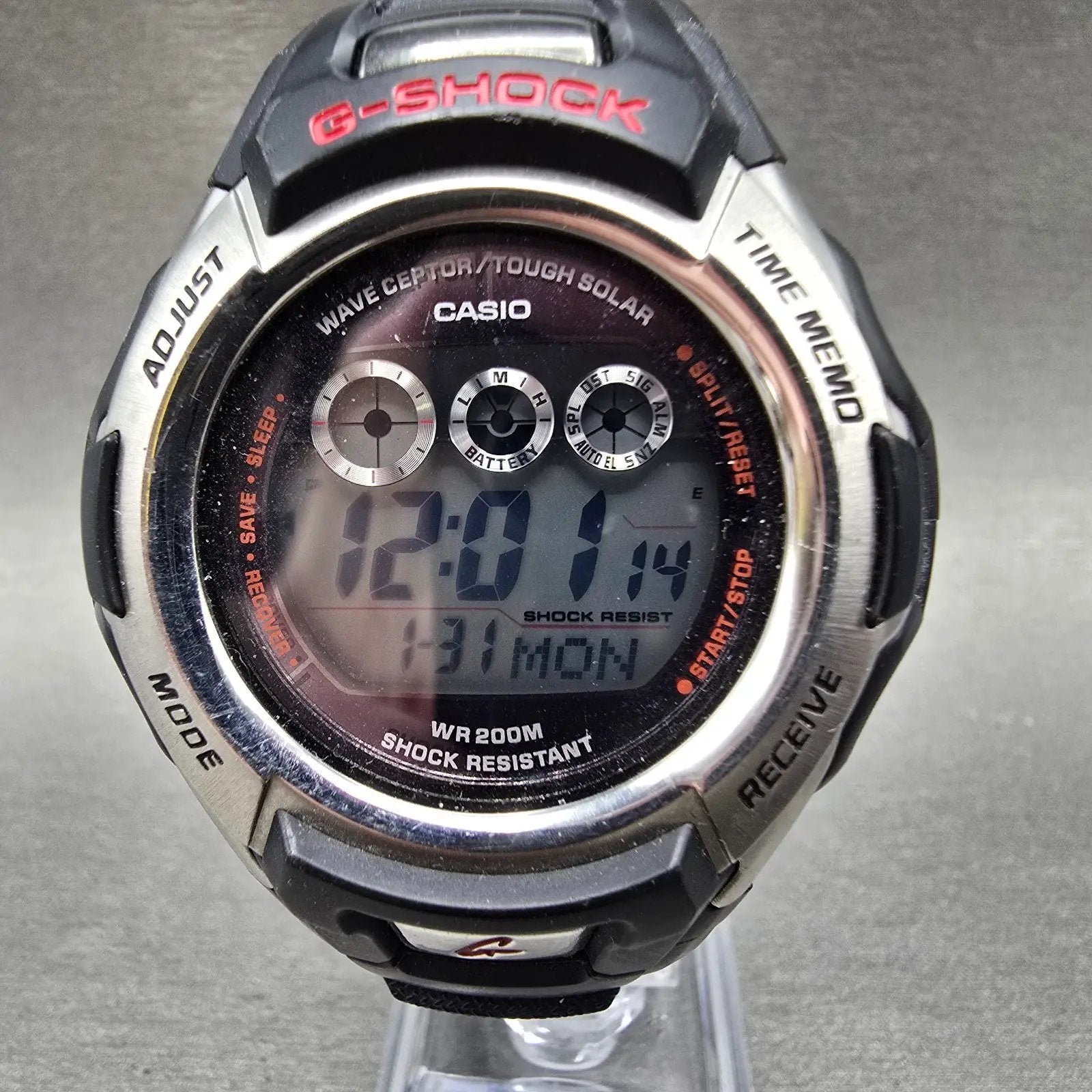 Casio G-Shock GW-500A Watch Men 47mm Digital Black Tone Alarm Chrono Solar READ!0