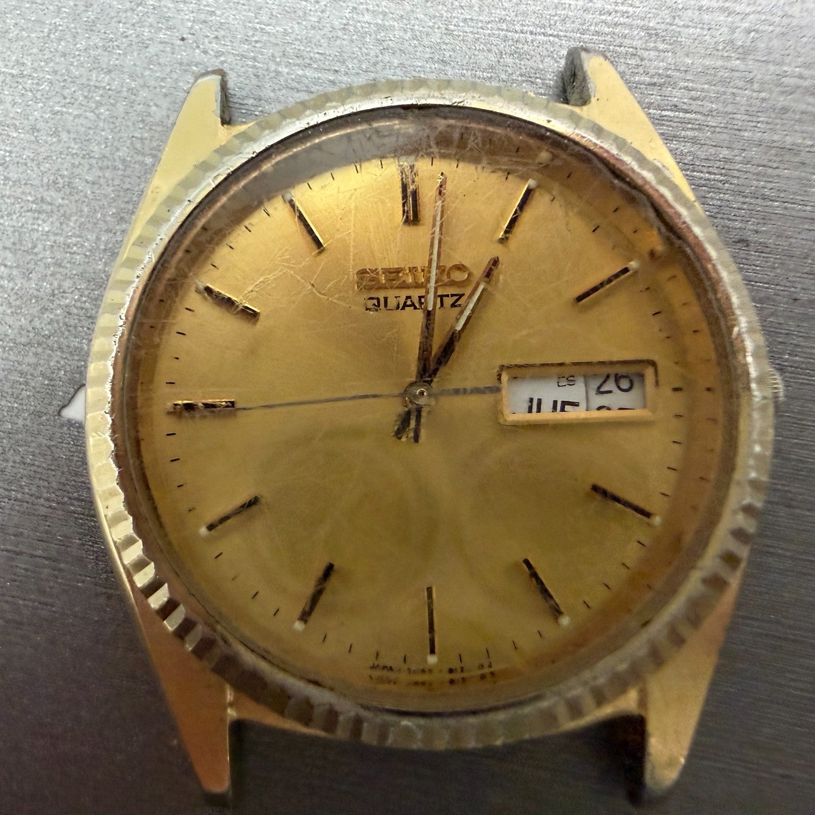 Seiko President Watch Men 37mm Gold Dial Gold Tone Daydate 7N43-8110 PARTS VTG2