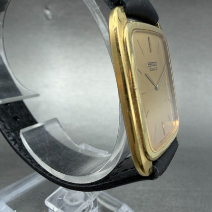 Seiko Tank Watch Men 27mm Champagne Dial Gold Tone Vinatge 9300-5009 New Battery3
