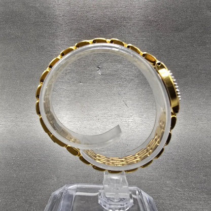 Seiko Watch Women 16mm Black Dial Gold Tone Gemmed Oval 1F20-5G19 New Battery8