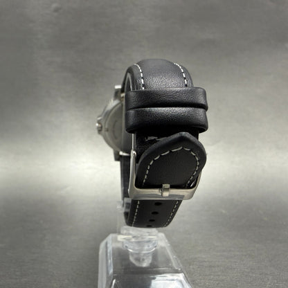 Seiko Watch Men 39mm Black Dial Silver Tone Daydate 24 Hour 5Y66-0AA0 NewBattery8