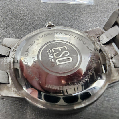 ESQ Daydate Watch Men 37mm White Dial Stainless Steel E5312 Round PARTS10