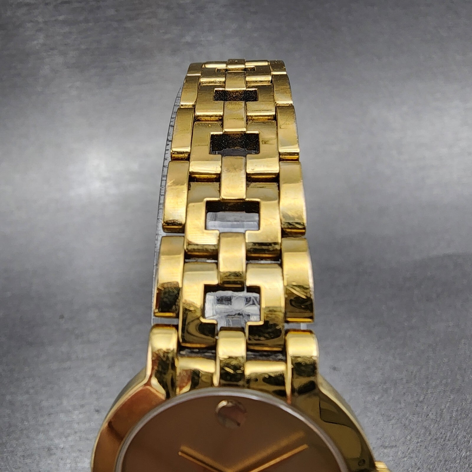 Movado Estimo Watch Women 25mm Gold Dial Gold Tone Round 604887 New Battery4