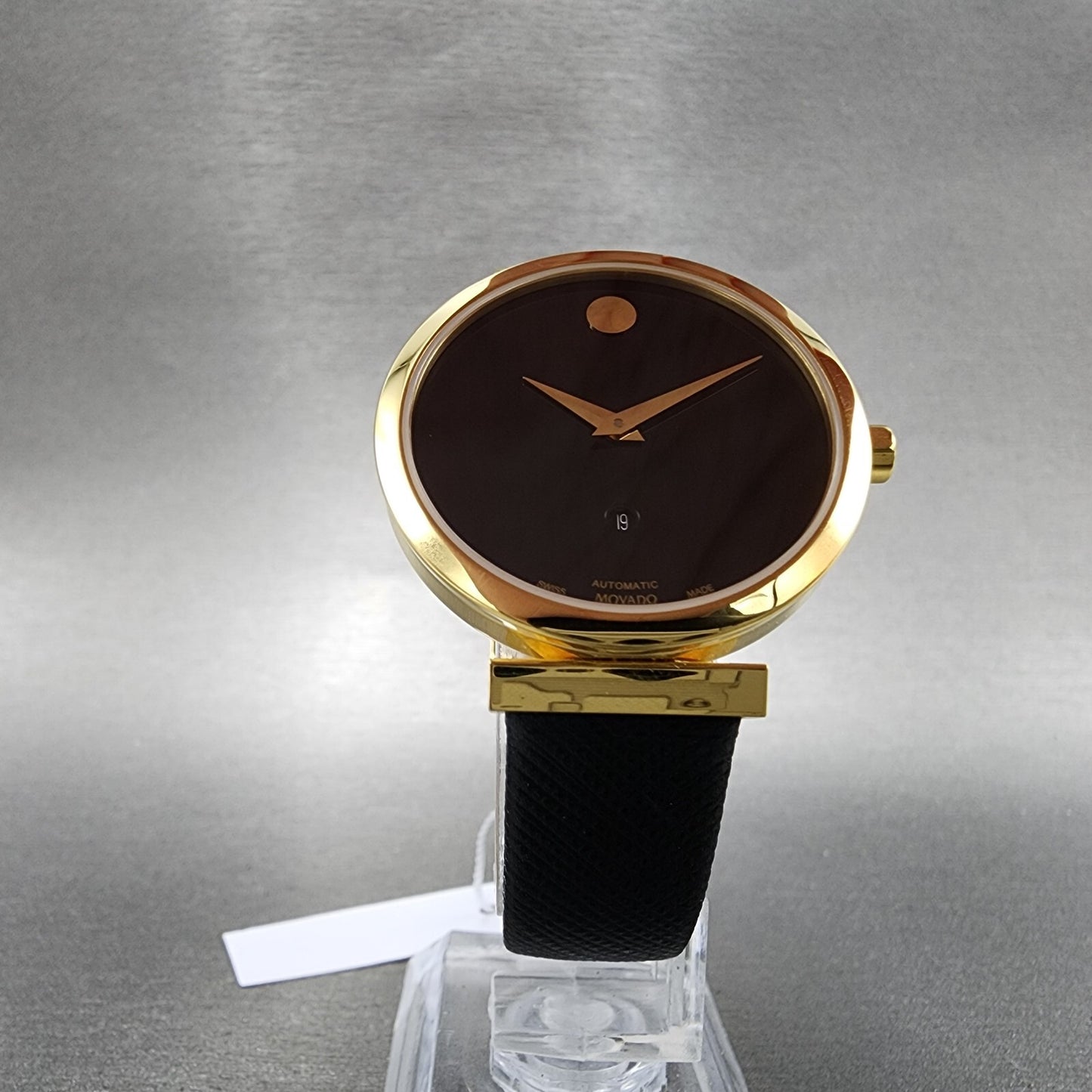 Movado Museum Classic Automatic Watch Women 32mm Black Dial Gold Tone Date Runs5
